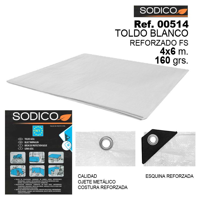 TB1063 WHITE AWNING 4X6M 160GRS REINFORCED FS