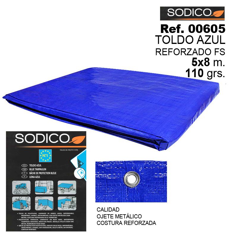 TB1083 Blue Awning 5x8M 110GRS