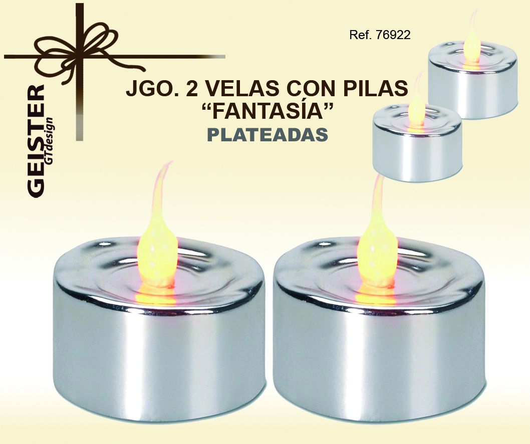 TB1107 Set of Two Candles with Plated Batteries