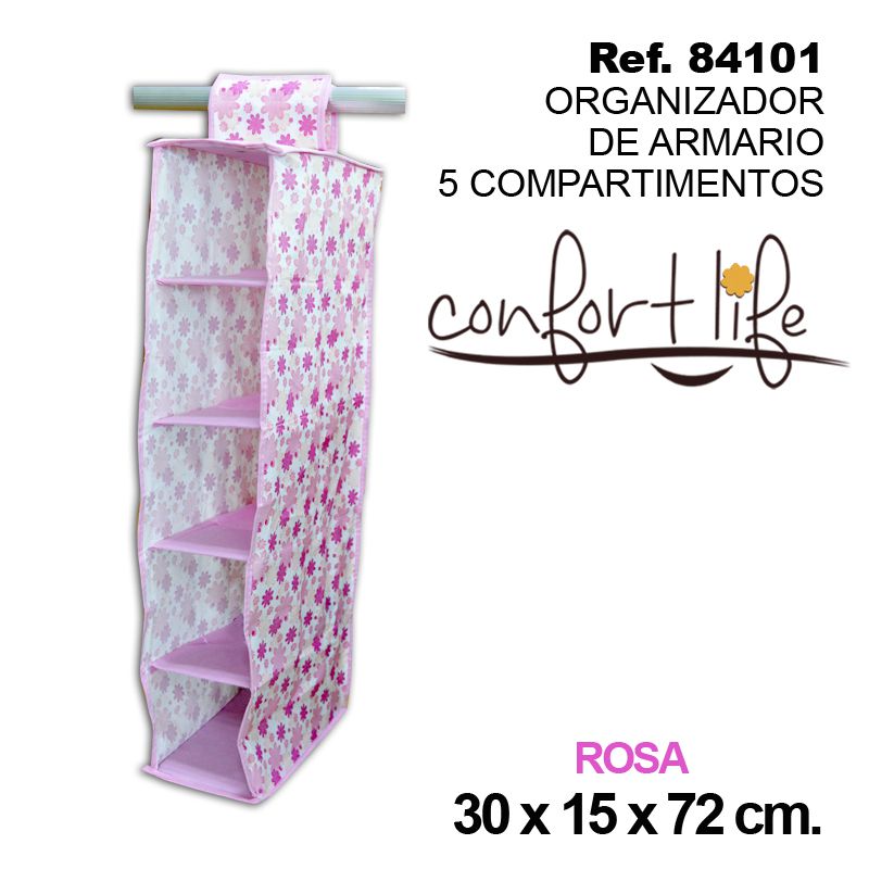 TB1136 Cabinet Organizer 5 Compartments Pink 30x15x72cm