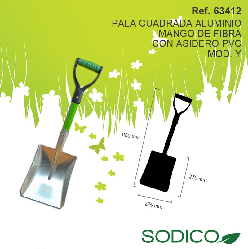 TB1194 Square Aluminum Shovel with Fiber Handle and PVC Trowel/Edge, Mod.Y 680MM