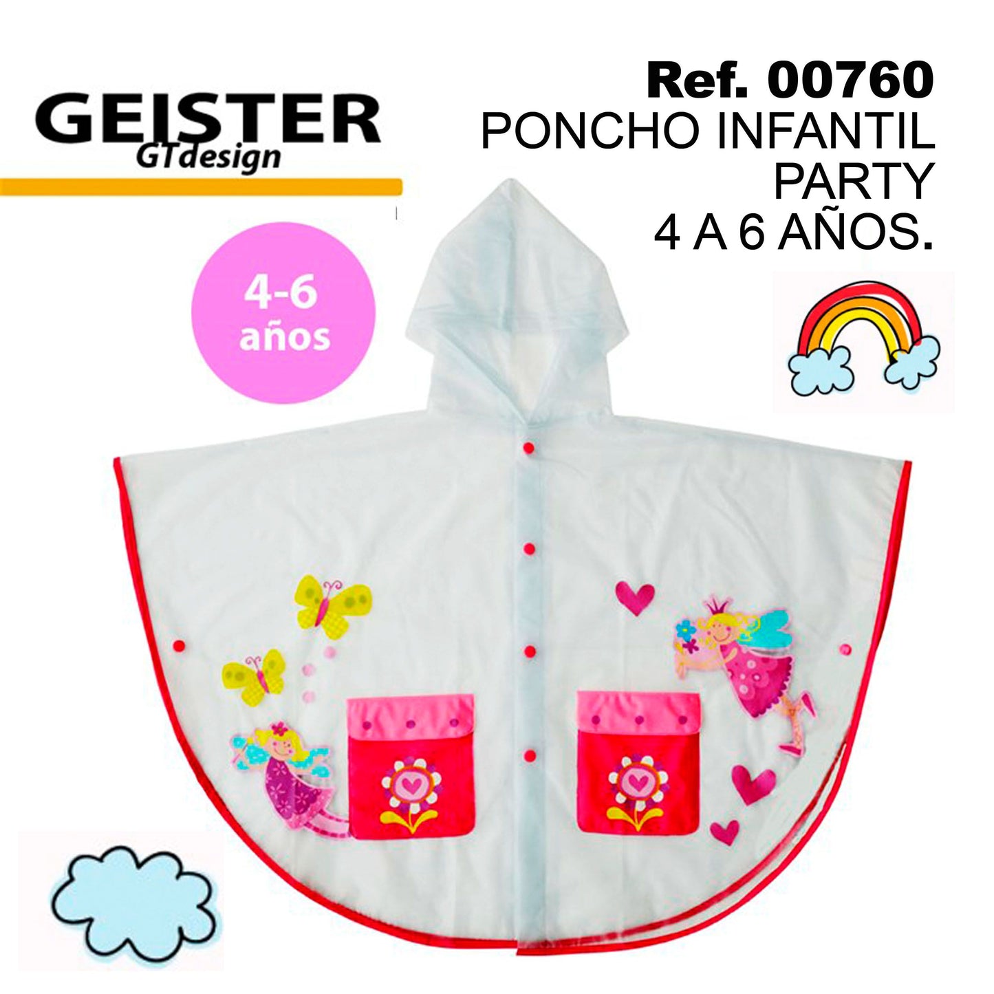 TB1212 Transparent Children's Party Poncho 4 to 6 Years