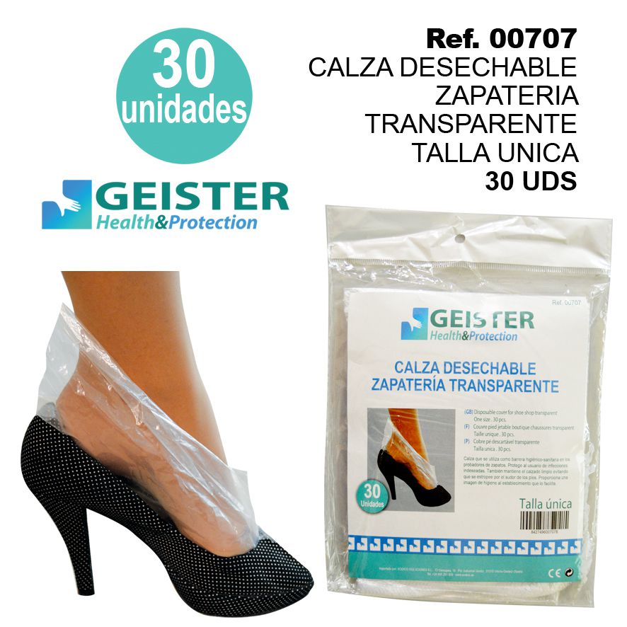 TB1254 Disposable Transparent Shoe Cover Single Size 30 Units