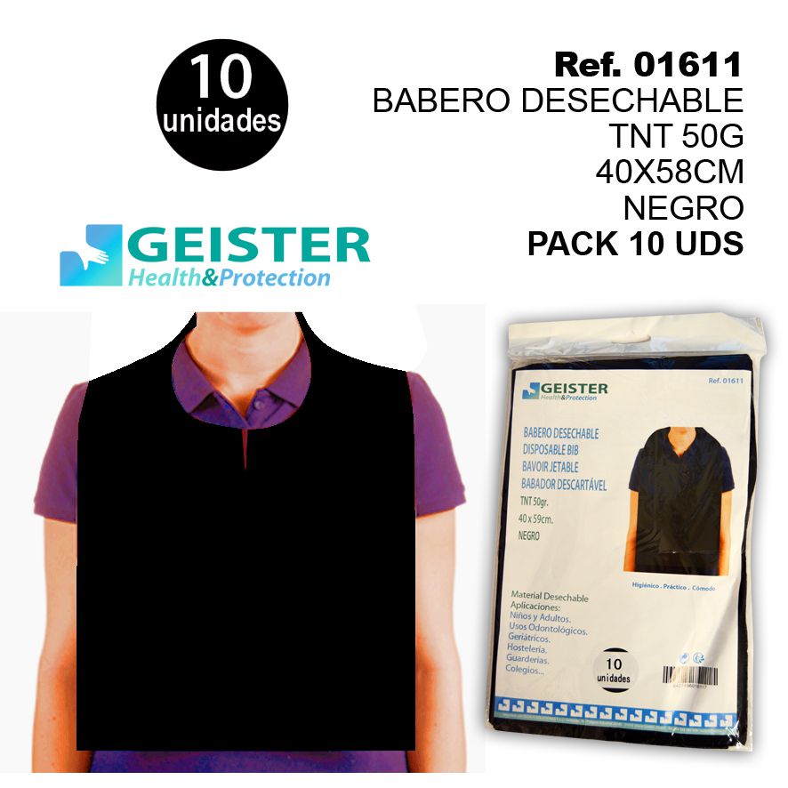 TB1268 Disposable TNT 50G 40*58CM Black Pack 10 Units