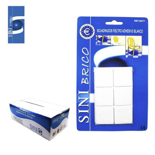 TB1275 6 SQUARE ADHESIVE FELT 30 X 30 m/m WHITE COLOR
