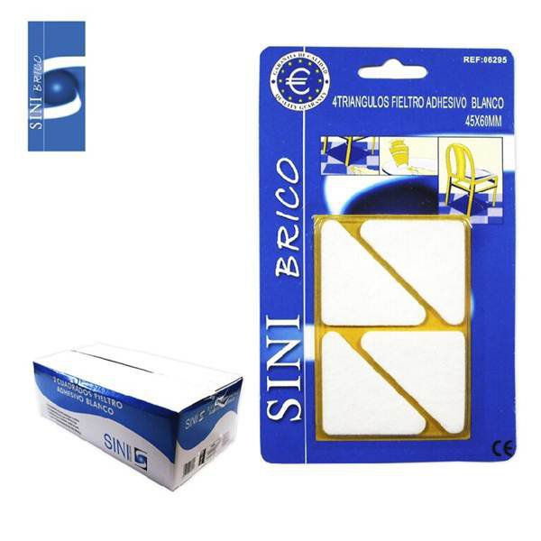 TB1282 4 Adhesive Felt Triangles, 45X60 m/m, White Color