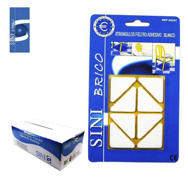 TB1284 8 Adhesive Felt Triangles, 30x40 m/m., White