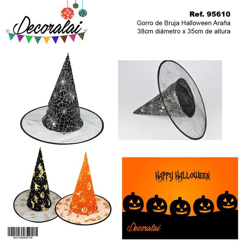 TB1299 Witch Halloween Spider Hat, Diam.38CM