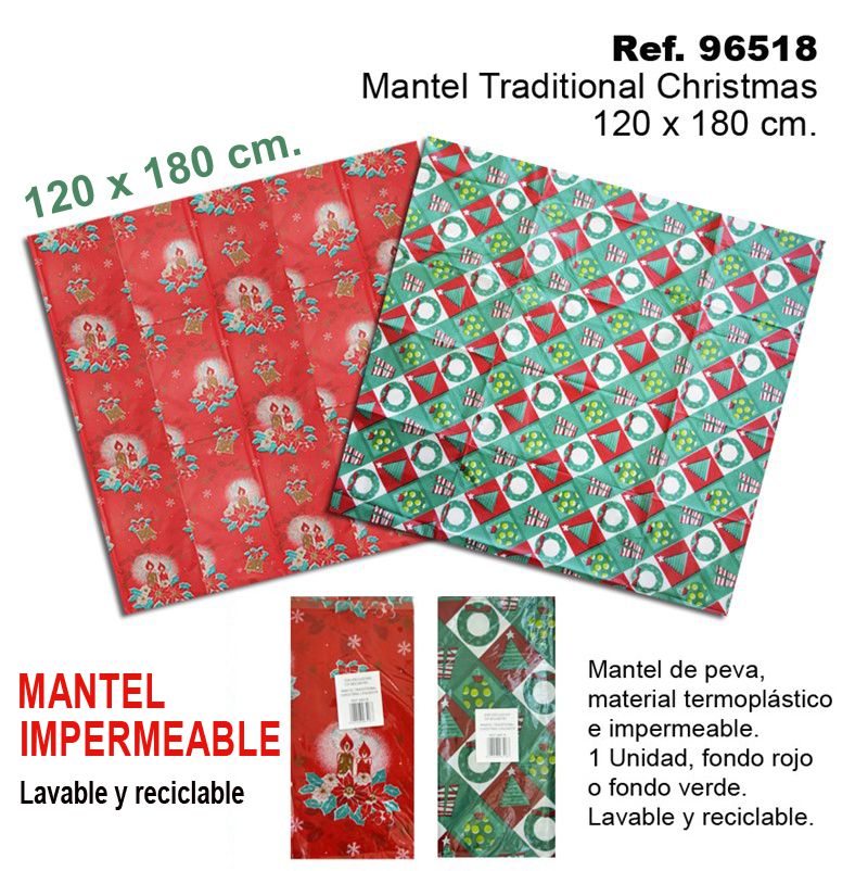 TB1314 MANTEL TRADITIONAL CHRISTMAS 120X180CM