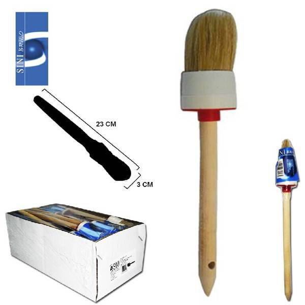 TB1569 Pressed White Bristle Brush with Plastic Ferrule and Wooden Handle, 25 MM.