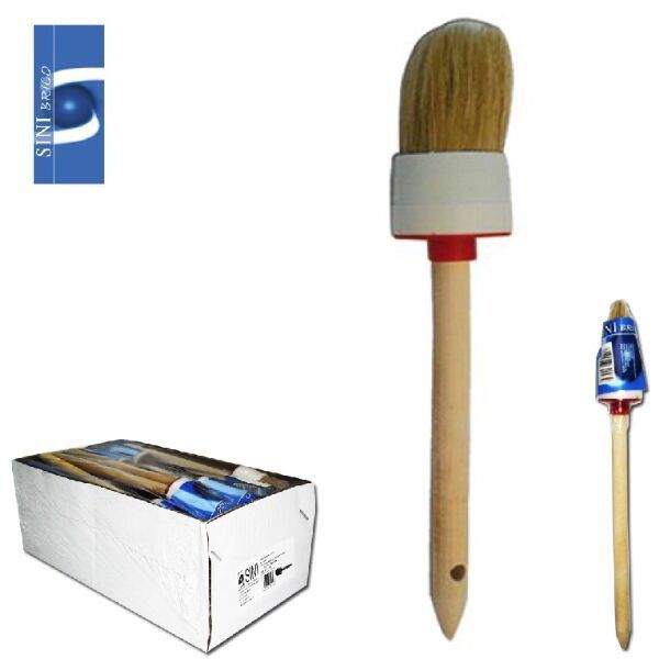 TB1570 White Bristle Pressed Brush, Plastic Ferrule, Wooden Handle, 30 MM.