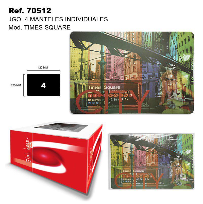 TB1661 JGO.4 Mod Times Square Individual Tablecloth Set