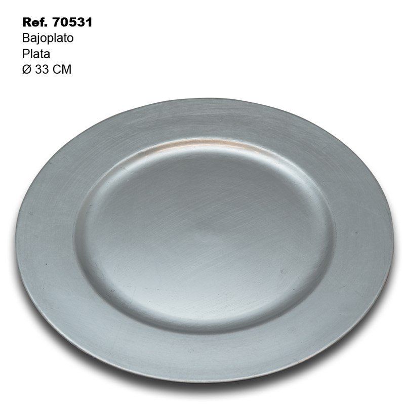 TB1664 Shallow dish plate made of Polypropylene, 33cm, silver colored.