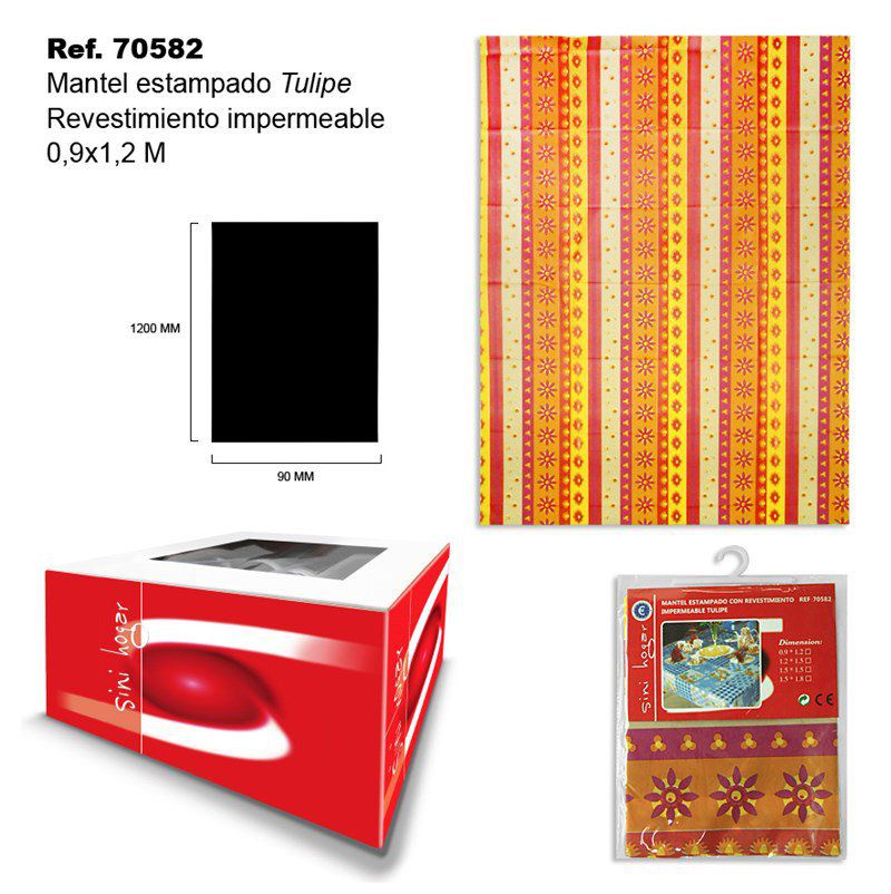 TB1675 Printed tablecloth with waterproof coating, 0.9 x 1.2 m, TULIPE pattern.