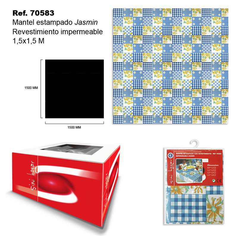 TB1676 Printed Tablecloth with Waterproof Coating, 1.5 x 1.5, Jasmine