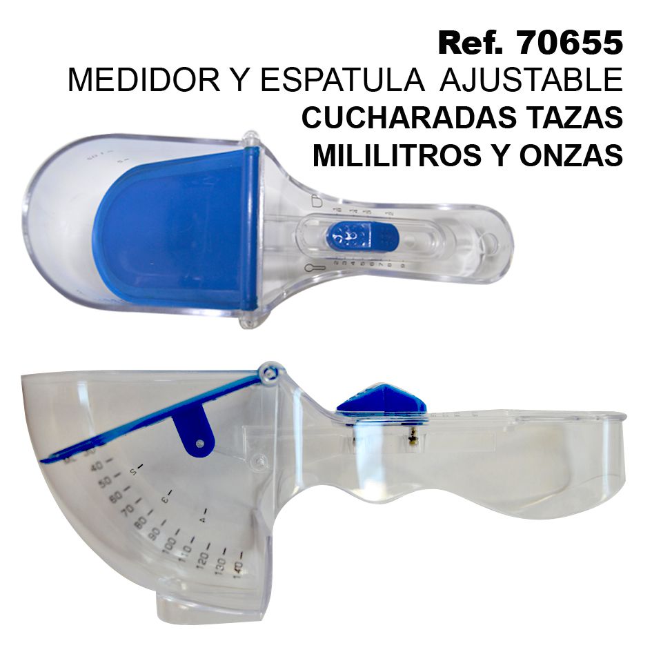 TB1678 Adjustable measuring tool for tablespoons, cups, milliliters, and ounces.
