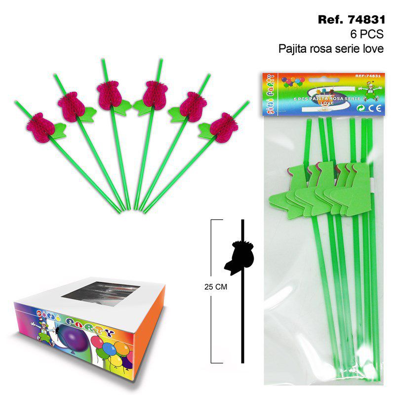 TB1940 6 PCS PINK STRAW LOVE SERIES