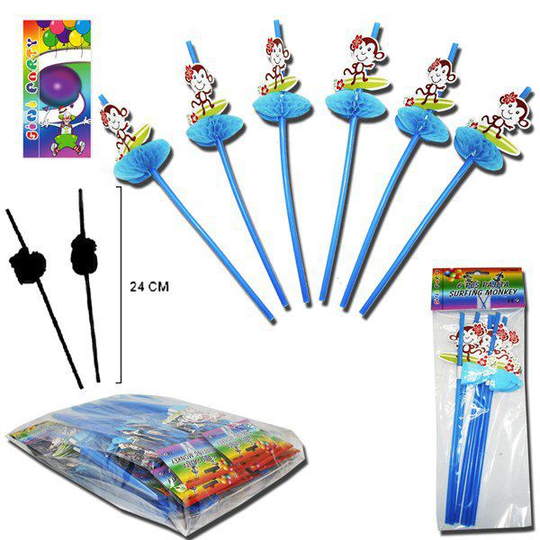TB1948 6-Pack Surfing Monkey Straws