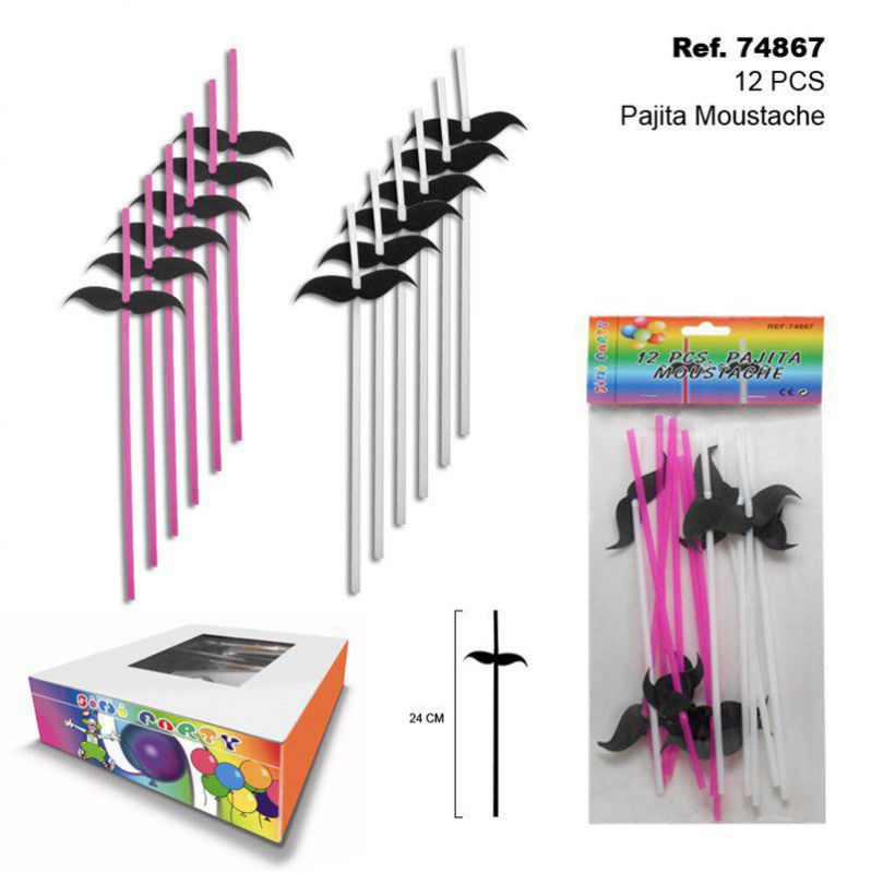 TB1964 12 PCS. Moustache Straws