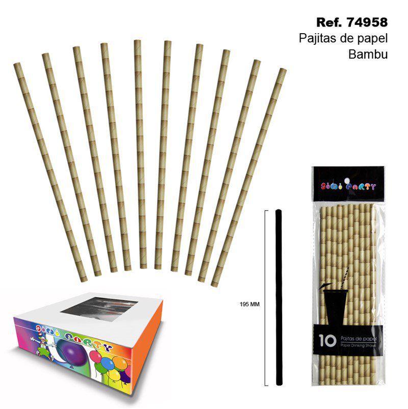TB1986 Set of 10 Bamboo Paper Straws