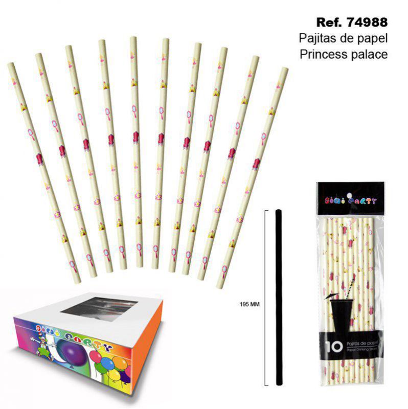 TB2016 Set of 10 Princess Palace Paper Straws