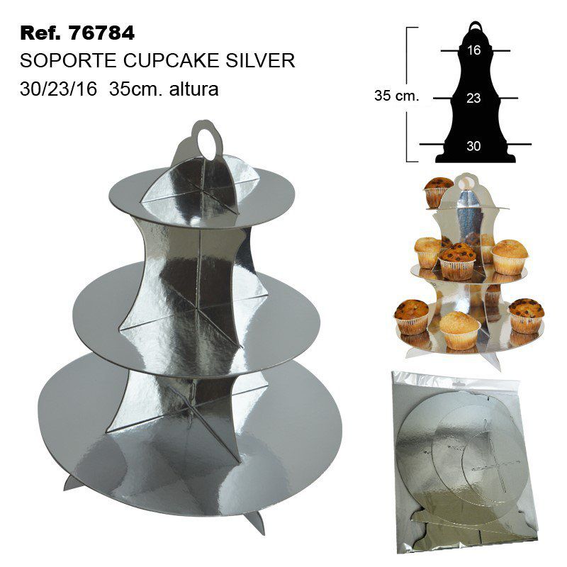 TB2020 SILVER CUPCAKE SUPPORT 30/23/16 H34CM