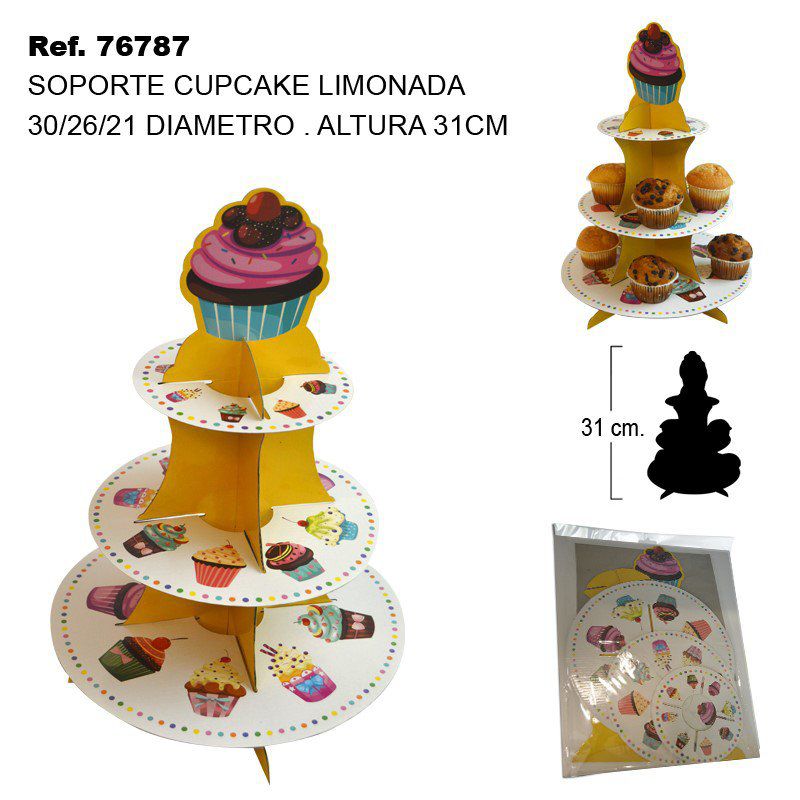 TB2023 Cupcake Stand Lemonade 30/26/21 H31CM