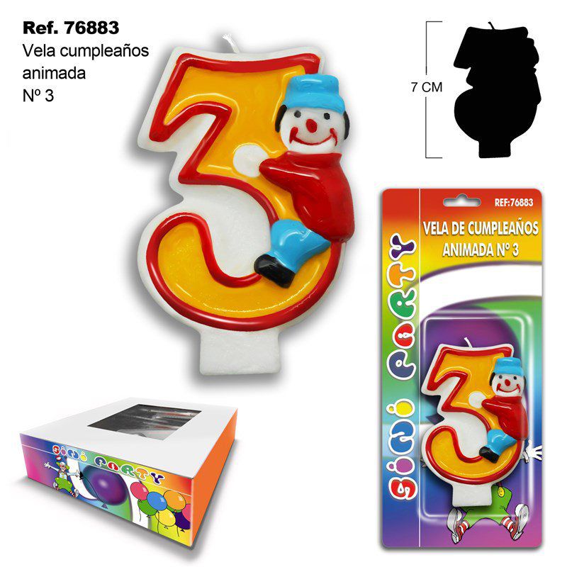 TB2041 Animated Birthday Candle "3"