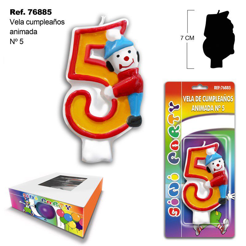 TB2043 Animated Birthday Candle "5"