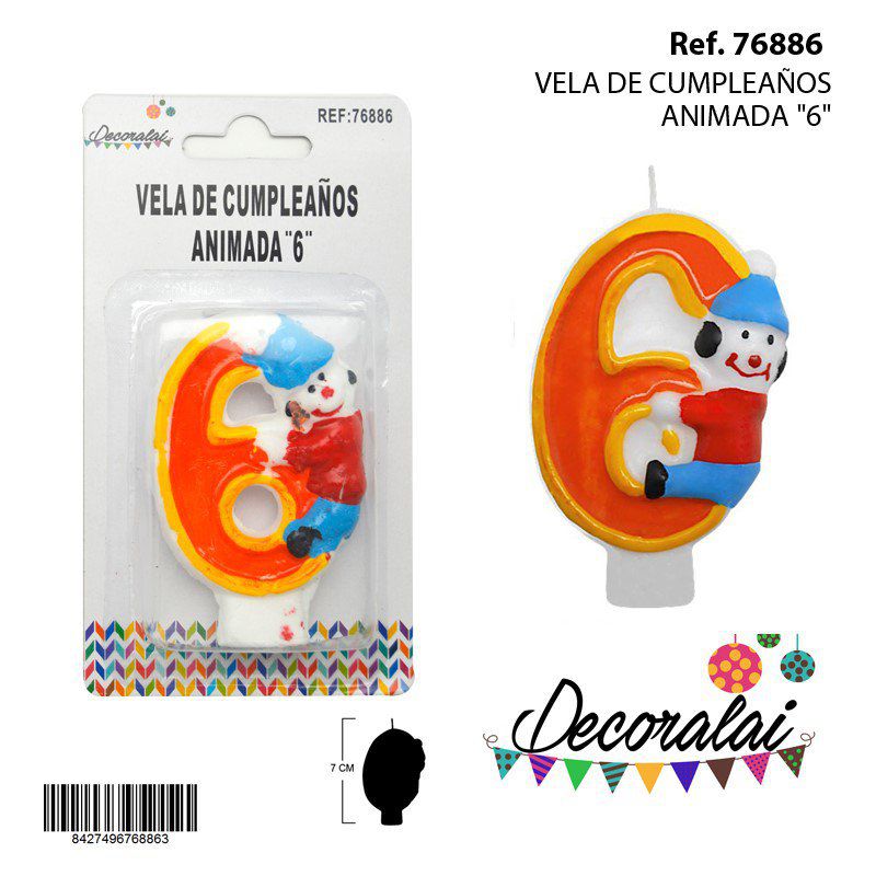 TB2044 Animated Birthday Candle "6"