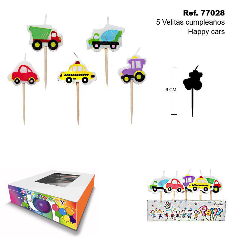 TB2099 5 Happy Cars Candles