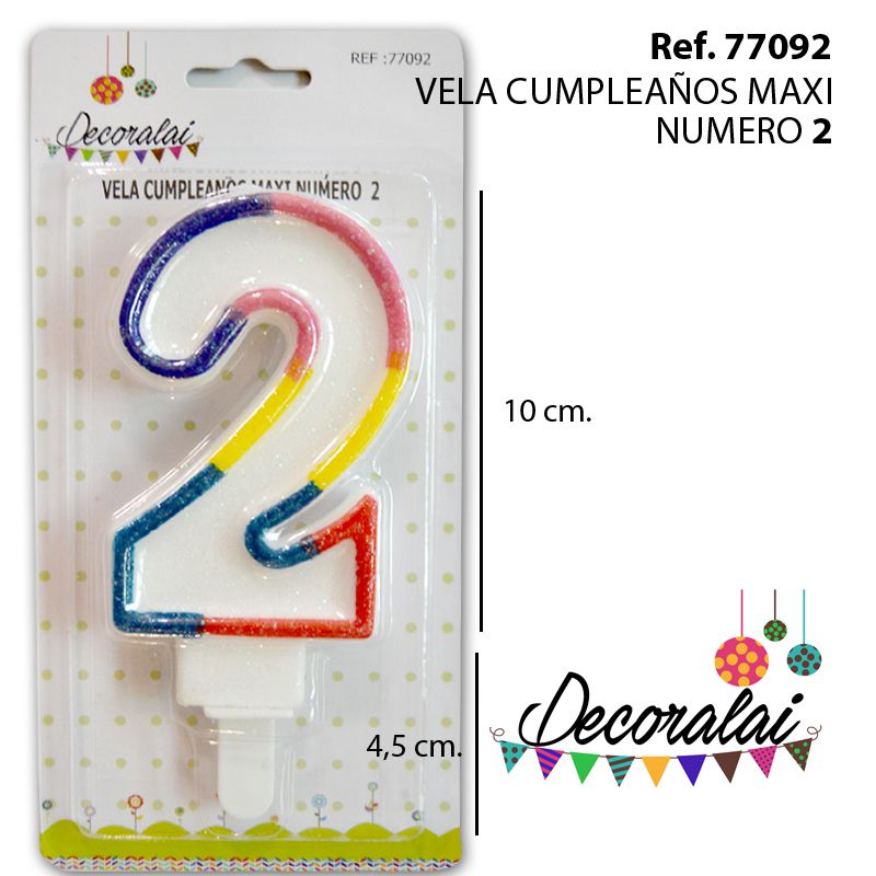 TB2119 Maxi Number 2 Birthday Candle