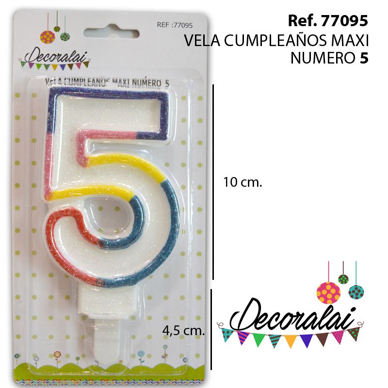 TB2122 Maxi Number 5 Birthday Candle