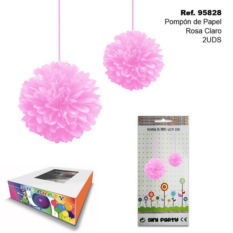 TB2277 Light Pink Paper Pom-Pom, 42CM, 2 Units