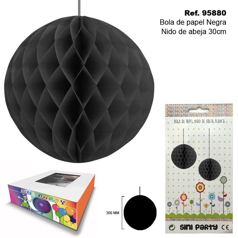 TB2308 Black Honeycomb Paper Ball, 30CM