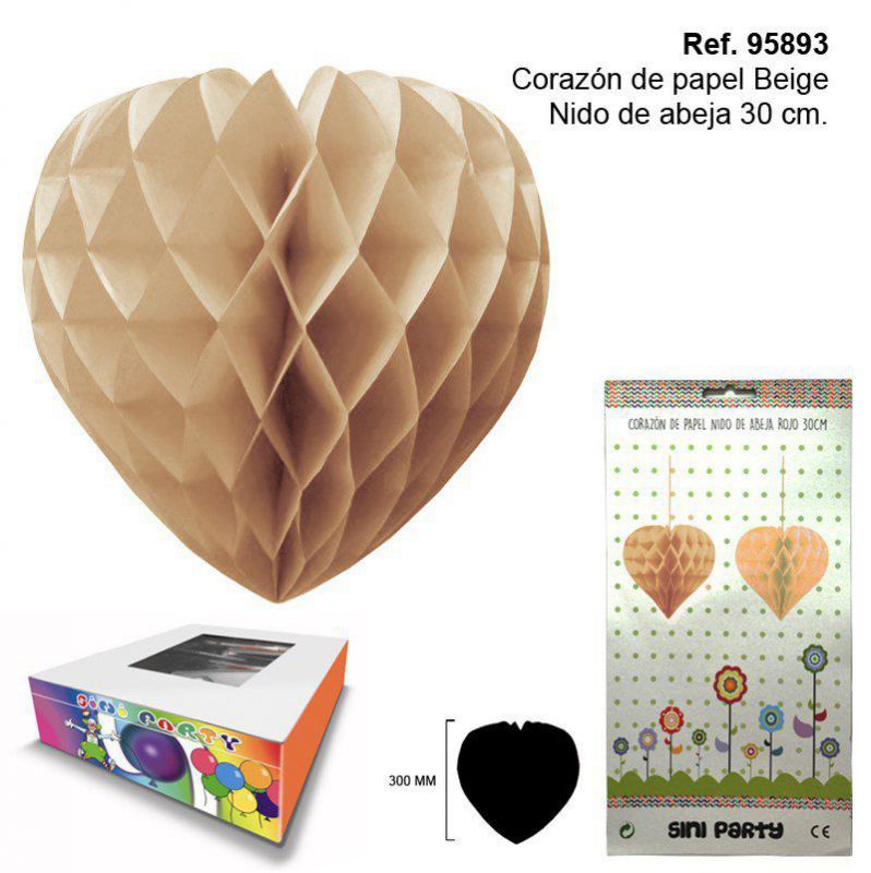TB2316 Beige Paper Heart Beehive 30CM