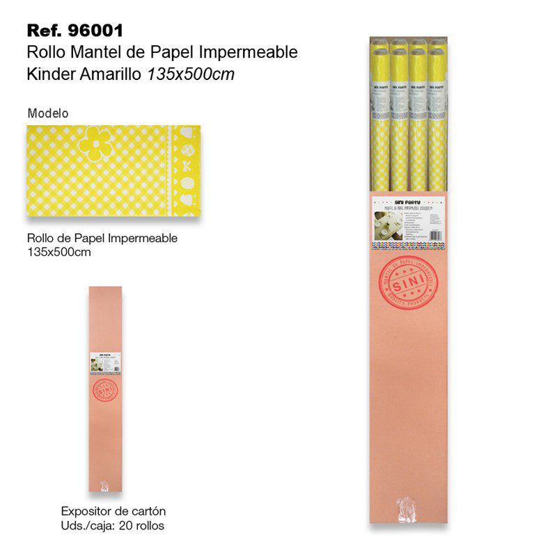 TB2328 Waterproof Paper Tablecloth Roll 135x500cm Kinder Amarillo