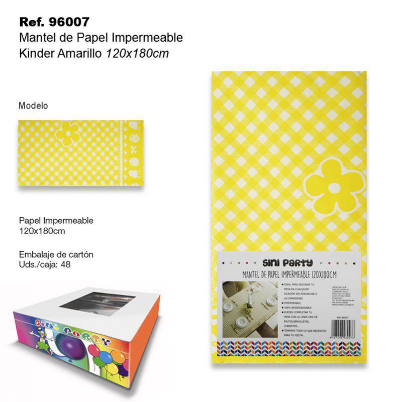 TB2334 Waterproof Paper Tablecloth 120x180cm Kinder Yellow