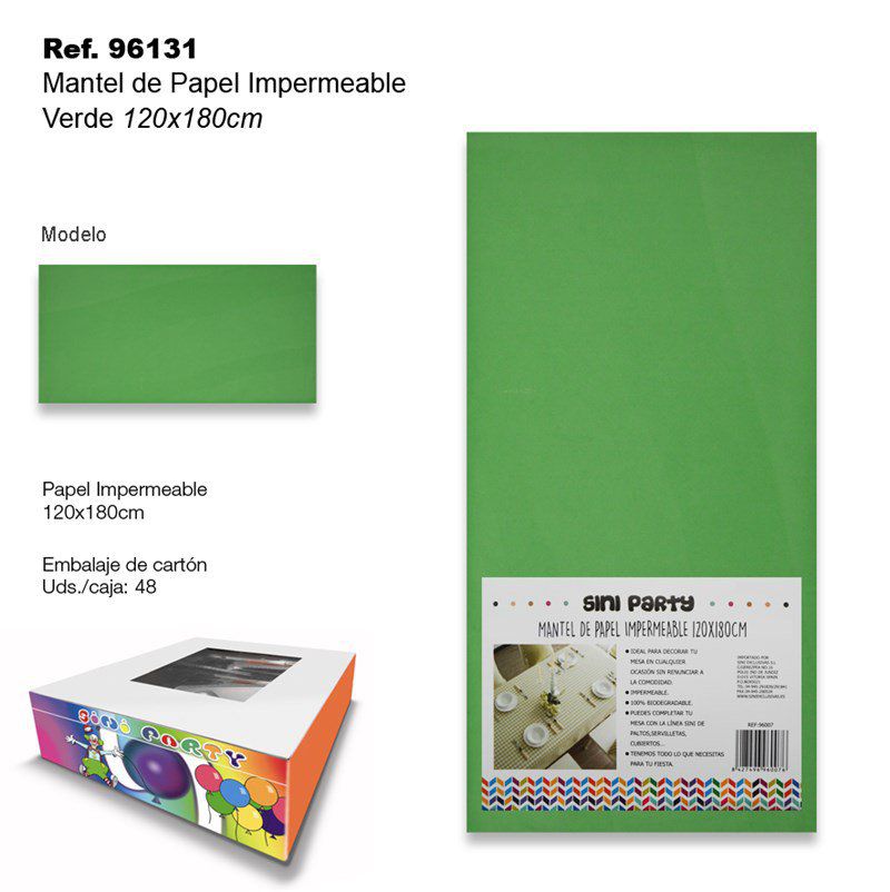 TB2394 Impermeable Paper Tablecloth 120x180cm Green