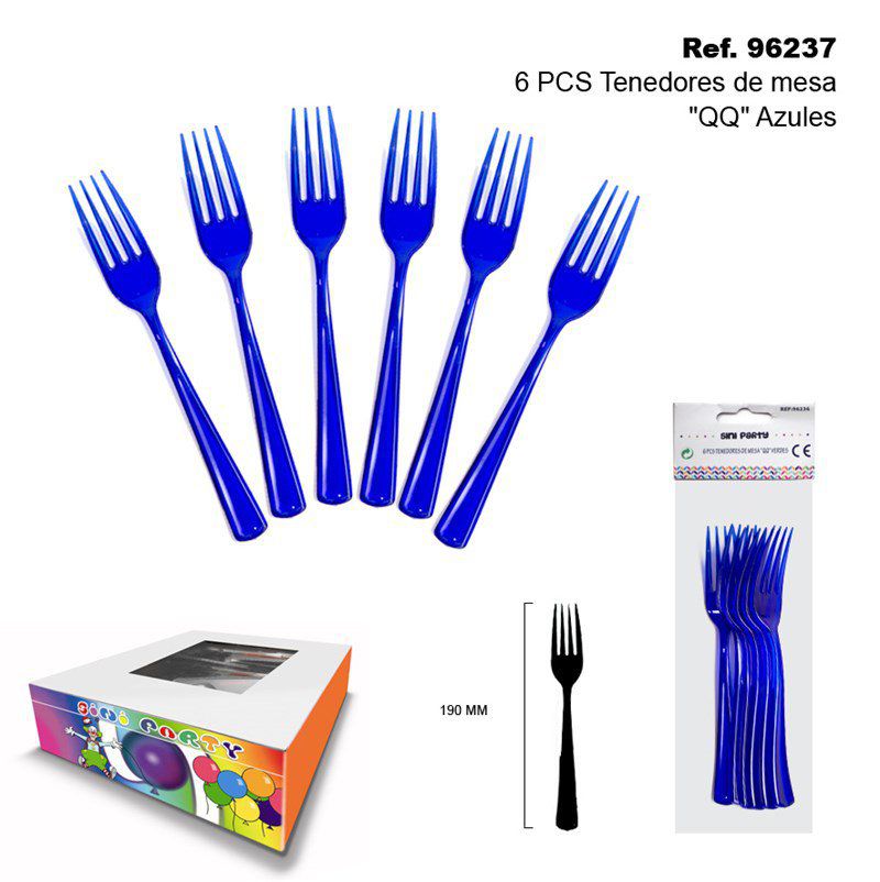 TB2446 6 PCS "QQ" BLUE TABLE CUTLERY