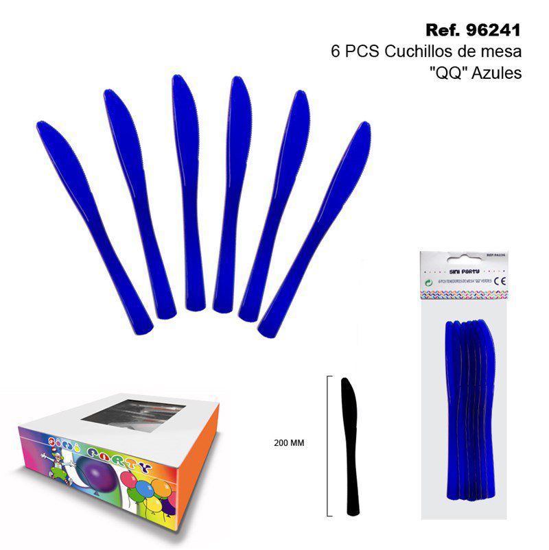 TB2450 6 PCS Blue "QQ" Table Knives
