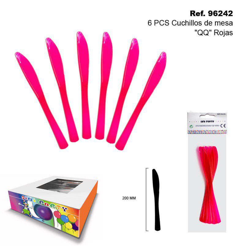 TB2451 6 PCS Red "QQ" Table Knives