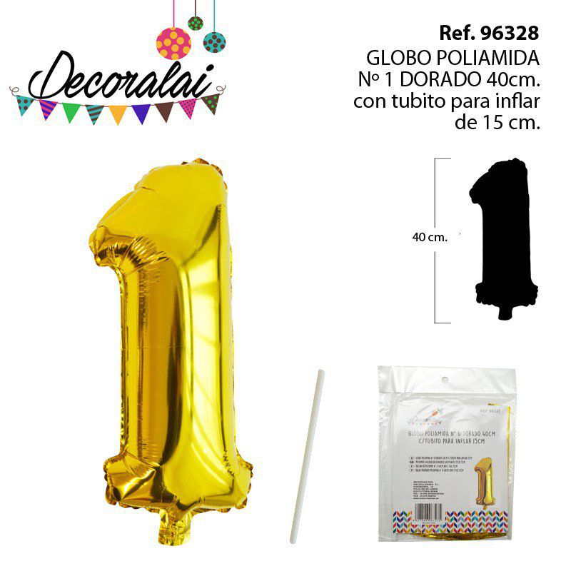 TB2460 Golden Polyamide Balloon (40cm) with 15cm Inflation Tube.