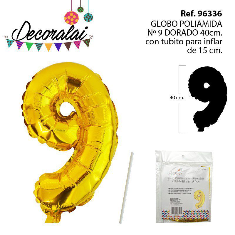 TB2468 Polyamide Balloon No. 9 Gold 40CM with 15CM Inflation Tube