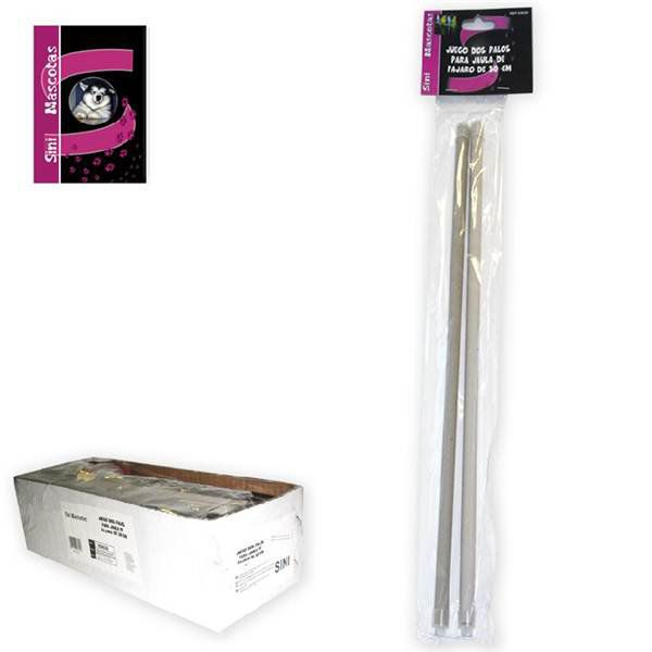 TB2493 A set of two perches designed for a birdcage, measuring 30 CM in length. These perches are suitable for providing birds with a natural gripping surface inside their cage.