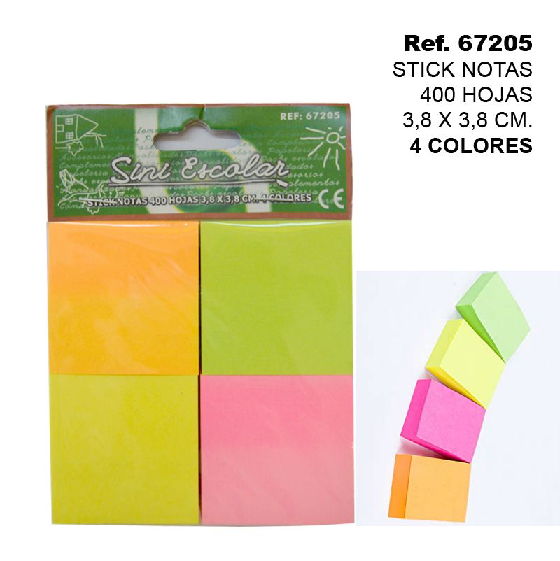 TB2526 STICK NOTES 400 SHEETS 3.8 X 3.8 CM. 4 COLORS