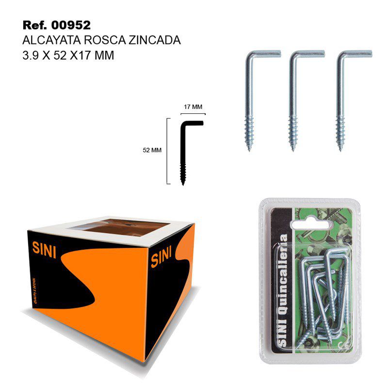 TB2547 Zinc-coated threaded rod, dimensions 3.9 x 52 x 17.