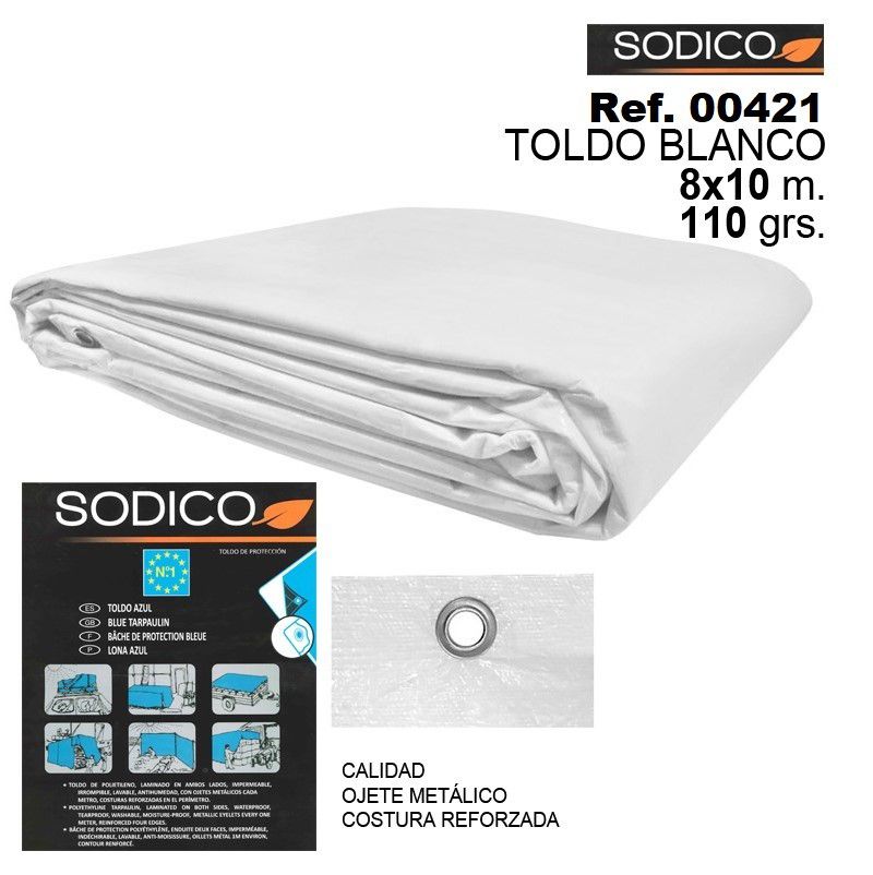 TB1053 White Awning/Shade 8x10M, 110 GSM