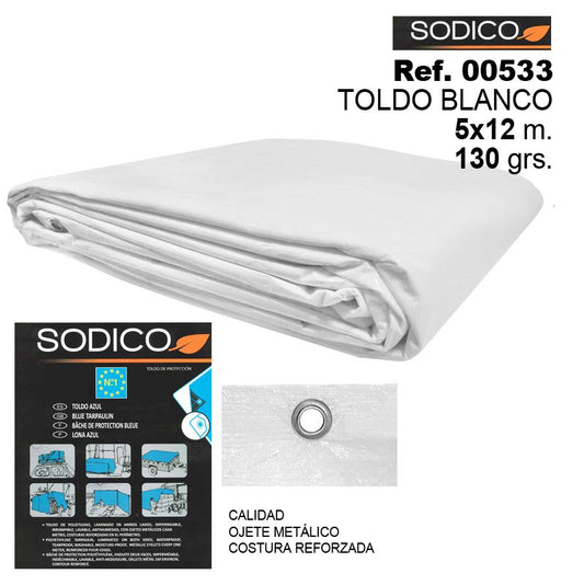 TB1057 WHITE AWNING 5X12M 130GRS