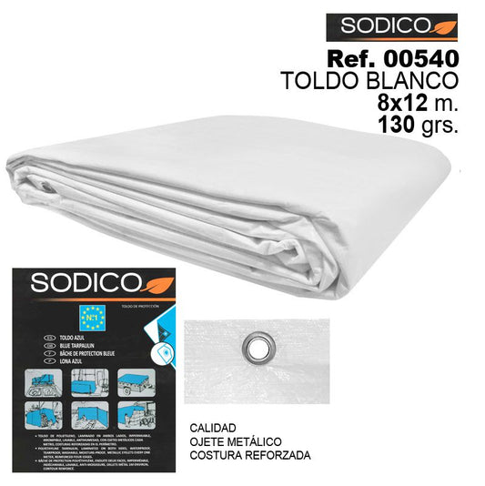 TB1059 White Awning 8X12M 130GRS
